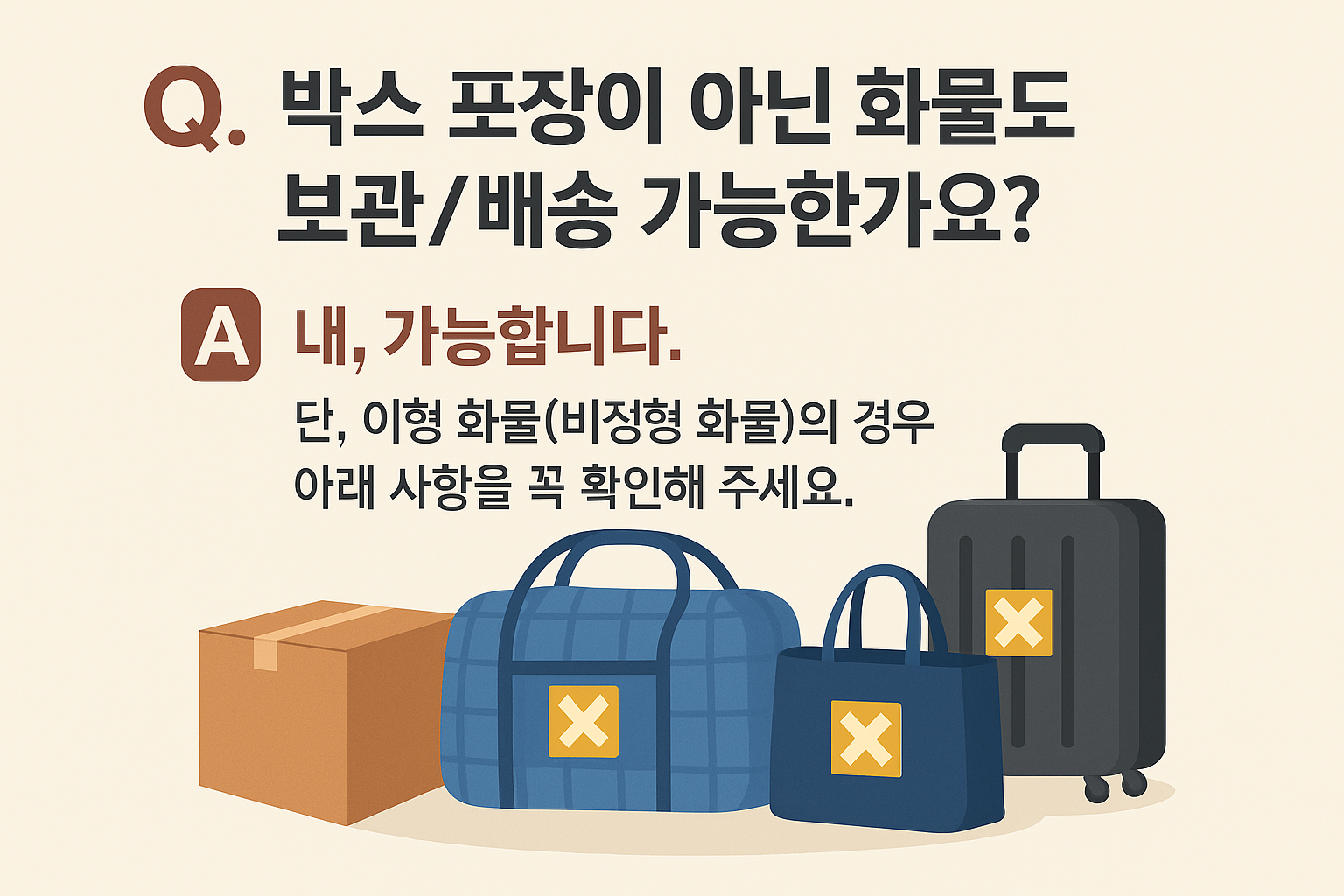 Q. 박스 포장된 화물만 배송이 가능한가요?